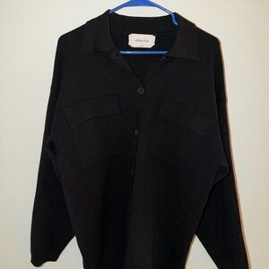 Aritzia Knit Long Sleeve Button Down Size Small in Black